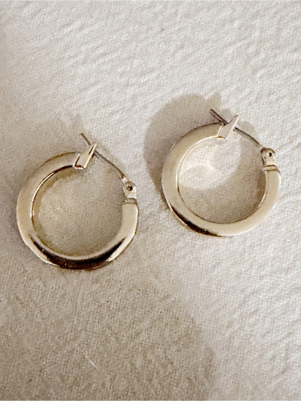 Gold Tone Tiny Hoop Earrings with Multicolor Inlay | Minimalist Huggie Hoops - Picture 6 of 8